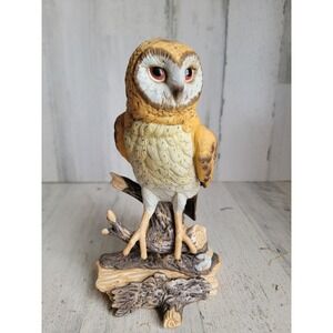 Vintage barn owl porcelain snow log Xmas bird collectible home figure